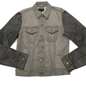 J Brand Men's Denim leather sleeves jacket